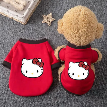 Hello Kitty Pet Sweater – Warm Fleece Hoodie for Small Dogs & Cats, Cozy Winter Clothing for Puppies, Teddy & Bichon Frise for Cold Weather.