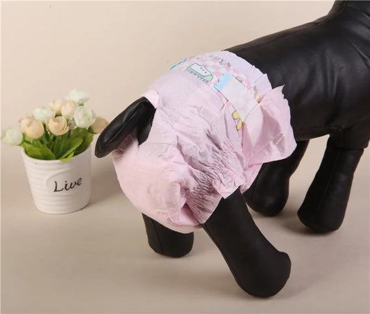 Water-Absorbing Pet Diapers – Disposable Sanitary Pants for Female Dogs & Cats, Mini Urine Shorts in Multiple Sizes for Hygiene Care.
