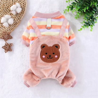 Autumn & Winter Pet Fleece Jumpsuit – Warm Soft Coat Sweater with Leash Ring for Small, Medium & Large Dogs & Cats.
