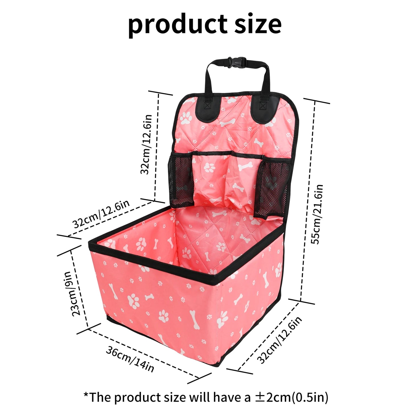 Pet Dog Car Seat with Storage Pockets – Universal Non-Slip Travel Seat Cover & Safety Carrier for Small and Medium Dogs.