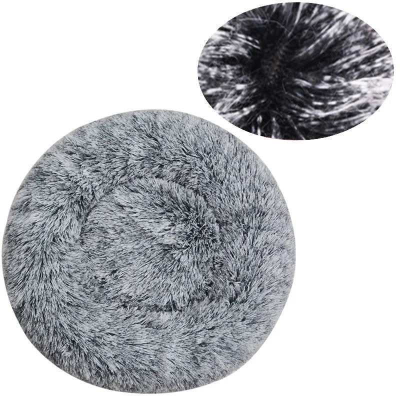 Round Plush Dog Bed – Winter Warm Washable Basket-Style Pet Bed for Small, Medium & Large Dogs & Cats, Soft Sofa-Style Sleeping Cushion.