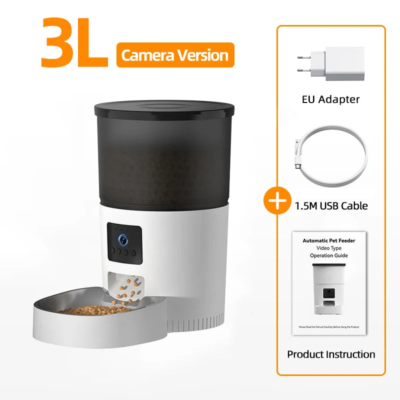 ROJECO Automatic Pet Feeder with Camera – Smart Video Food Dispenser with Voice Recording & Remote App Control for Cats & Dogs.