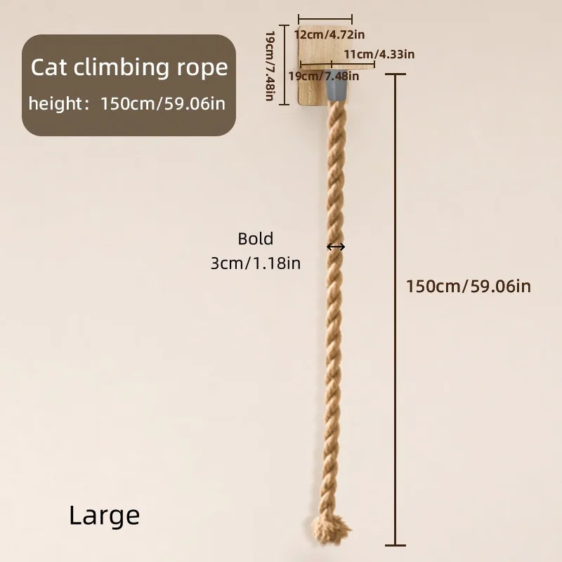 Weysat Wall-Mounted Cat Climbing Tree – 2×59.1" Rope Ladder with Scratching Posts, Indoor Climbing Tower for Kittens & Cats