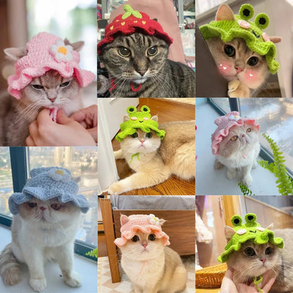 Autumn & Winter Pet Hat – Cute Knitted Elastic Hat for Cats & Puppies, Perfect for Parties, Photoshoots & Cozy Pet Style.