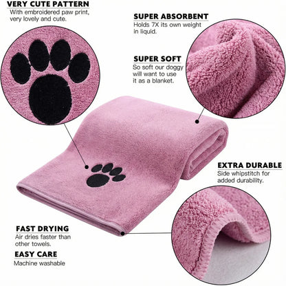 Super Absorbent Dog Bath Towel – Quick-Drying Soft Grooming Towel for Small & Large Dogs and Puppies