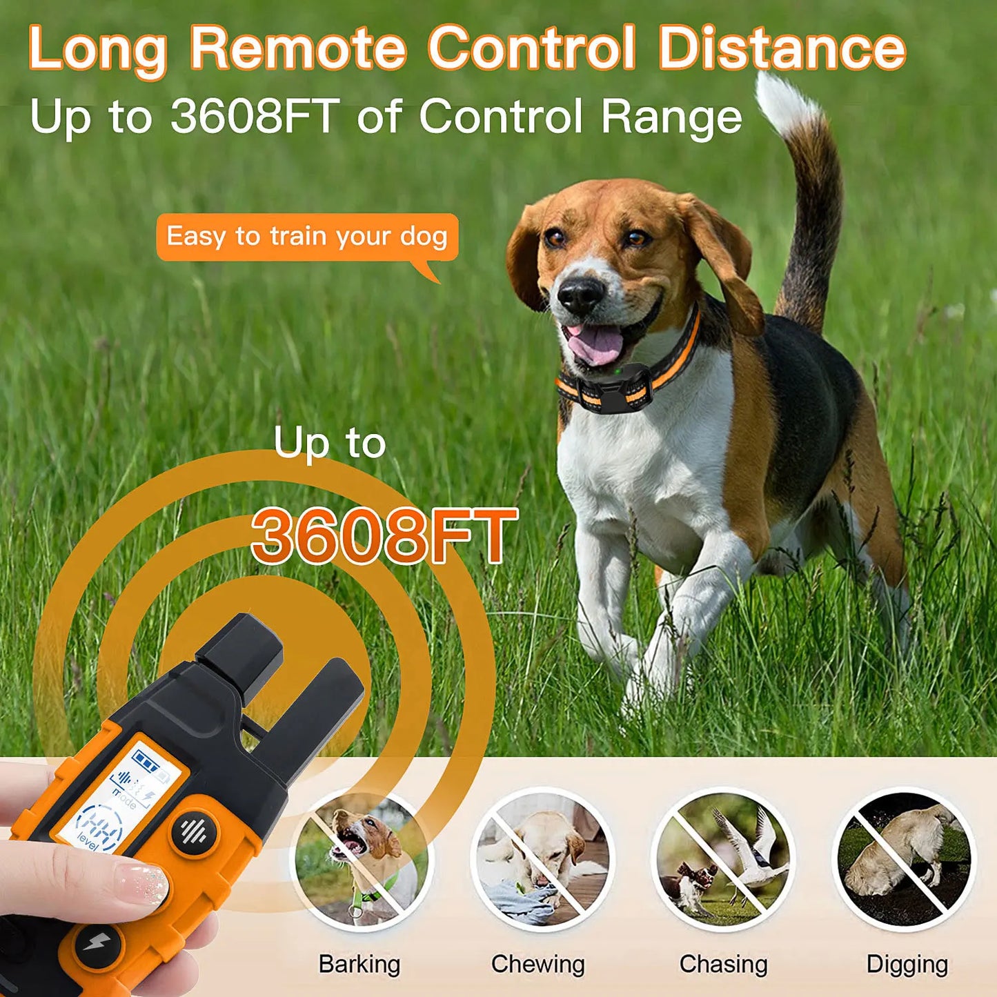 3300FT Remote Dog Training Collar – Waterproof Rechargeable Training Collar with Vibration & Static Stimulation for Dogs 5–120 lbs