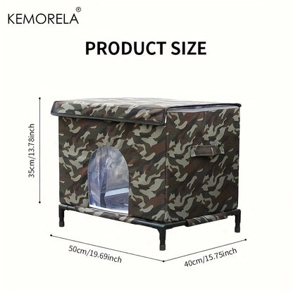 KEMORELA 4-Season Outdoor Pet House with Heavy-Duty Oxford Fabric, Warm Windproof Shelter for Cats and Small Dogs.