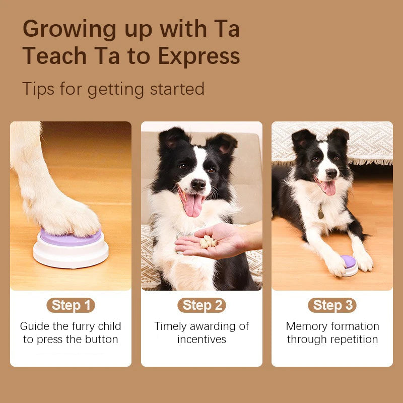 Pet Communication Button – Voice Recording Training Toy for Cats & Dogs, Easy-Press Push Button with Clear Sound Quality.