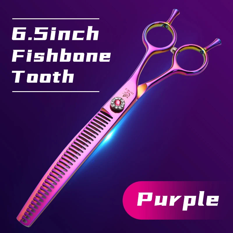 Fenice JP440C Professional Pet Grooming Scissors – 7-Inch Curved Thinning & Chunker Shears for Precision Dog Grooming.