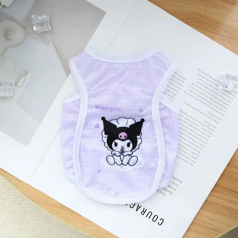 Sanrio Pet Cooling Shirt – Ice Silk Breathable Summer Vest for Small Dogs & Cats, Lightweight Anti-Shedding Cute Pet Clothing.