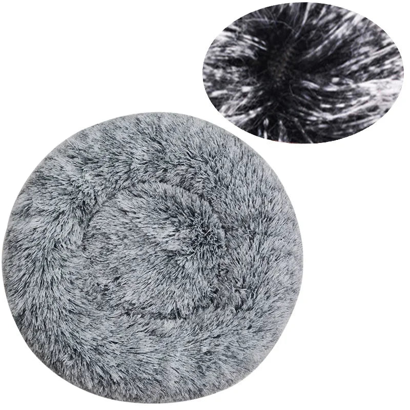 Round Plush Pet Bed – Super Soft Winter Warm Sleeping Bed for Cats & Dogs, Available in 6 Sizes (40–90cm) for Small to Large Pets.