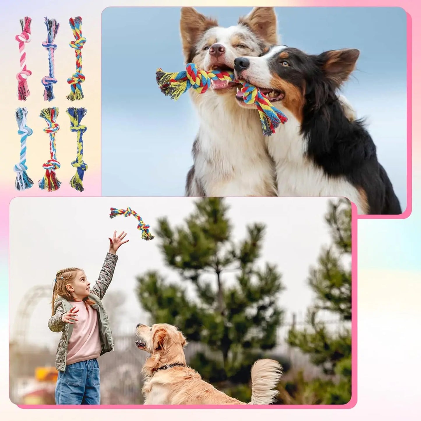 Interactive Tug of War Dog Toy – Braided Cotton Rope for Pulling, Chewing & Fun Bonding Play with Your Pet.