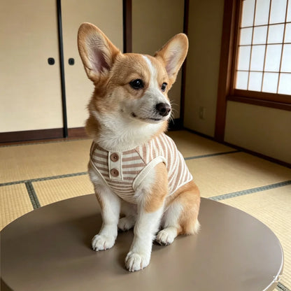 Simple Striped Knitted Pet Vest – Soft Spring & Summer Clothing for Small & Medium Dogs, Teddy Breeds & Cats.