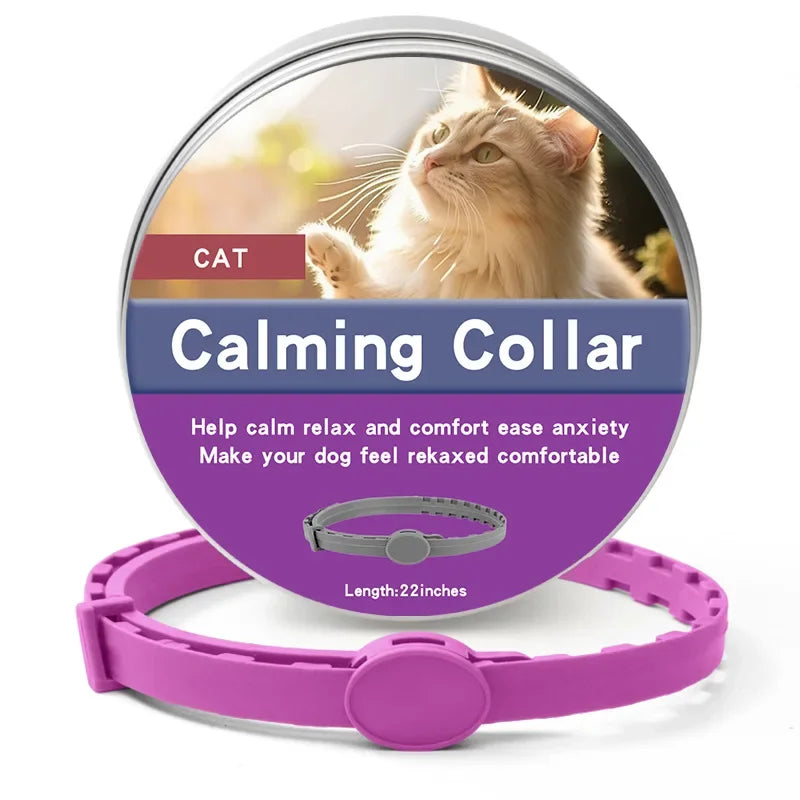 Calming Pet Collar – Anxiety Relief Retractable Collar for Dogs & Cats, Adjustable 56/72cm Design for Puppies, Kittens & Large Dogs