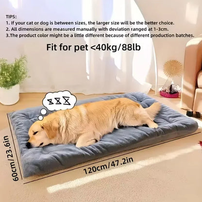 Extra Large Plush Dog Bed Sofa – 120×60cm Thickened Super Soft Pet Mat & Crate Bed for Large Dogs, Cozy Polyester Cushion Design.