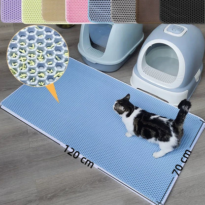 Extra-Large Cat Litter Mat, Heavy-Duty Waterproof, Double-Layer, Non-Slip, Washable Litter Trap Mat and Floor Protector for Cat Litter Boxes.
