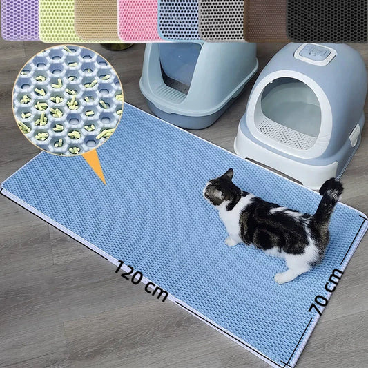 Extra-Large Cat Litter Mat, Heavy-Duty Waterproof, Double-Layer, Non-Slip, Washable Litter Trap Mat and Floor Protector for Cat Litter Boxes.