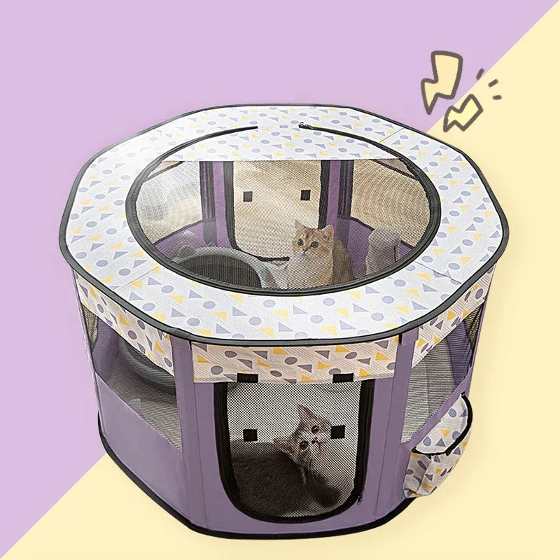 Large Foldable Pet House Bed for Dogs and Cats, Cozy Indoor Tent with Soft Sleeping Cushion.