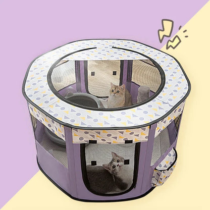 Large Foldable Pet House Bed for Dogs and Cats, Cozy Indoor Tent with Soft Sleeping Cushion.