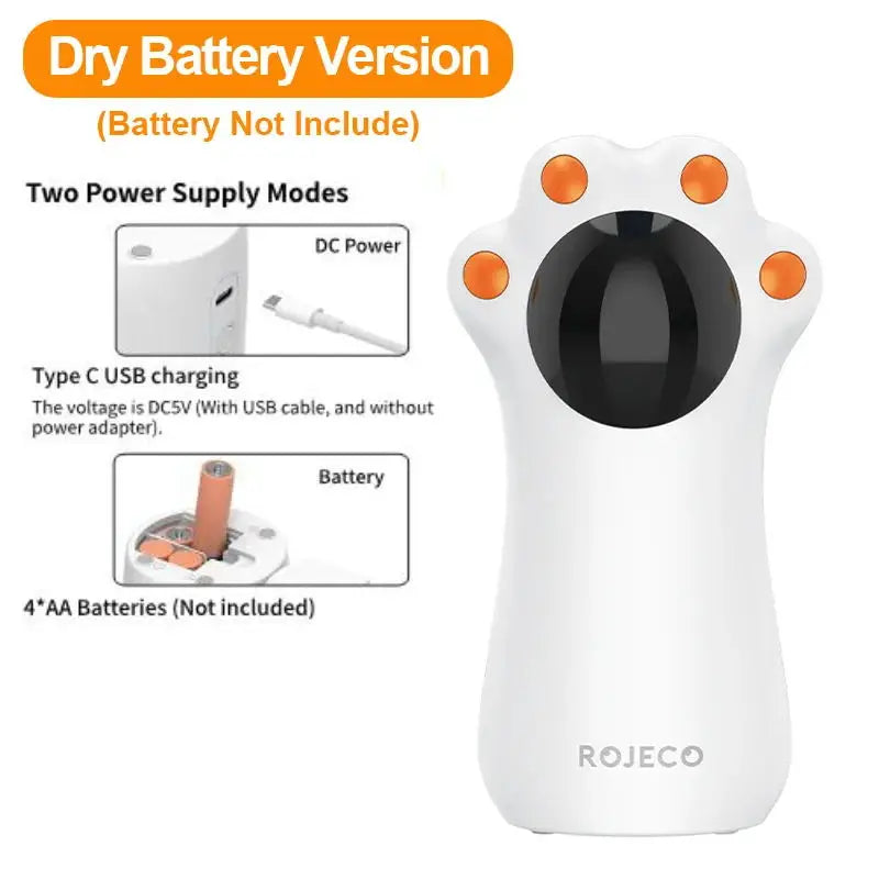 ROJECO Automatic Cat Laser Toy – Smart Interactive LED Laser Teaser for Indoor Cats, Kittens & Small Pets, Handheld Pet Play Accessory.