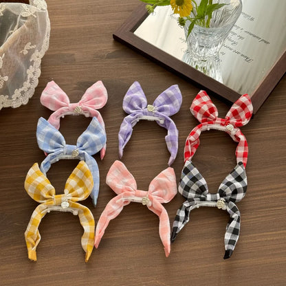 Forest Plaid Rabbit Ears Pet Headband – Cute & Comfortable Hair Band for Dogs & Cats, Funny Dress-Up Photo Prop Accessory.