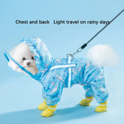 Cinnamoroll Pet Raincoat – Waterproof Hooded Jacket for Dogs of All Sizes, Stylish All-Weather Protection to Keep Your Pup Dry.