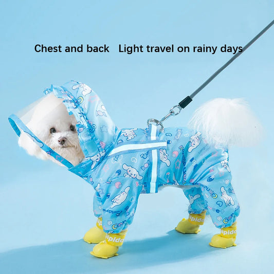 Cinnamoroll Pet Raincoat – Waterproof Hooded Jacket for Dogs of All Sizes, Stylish All-Weather Protection to Keep Your Pup Dry.