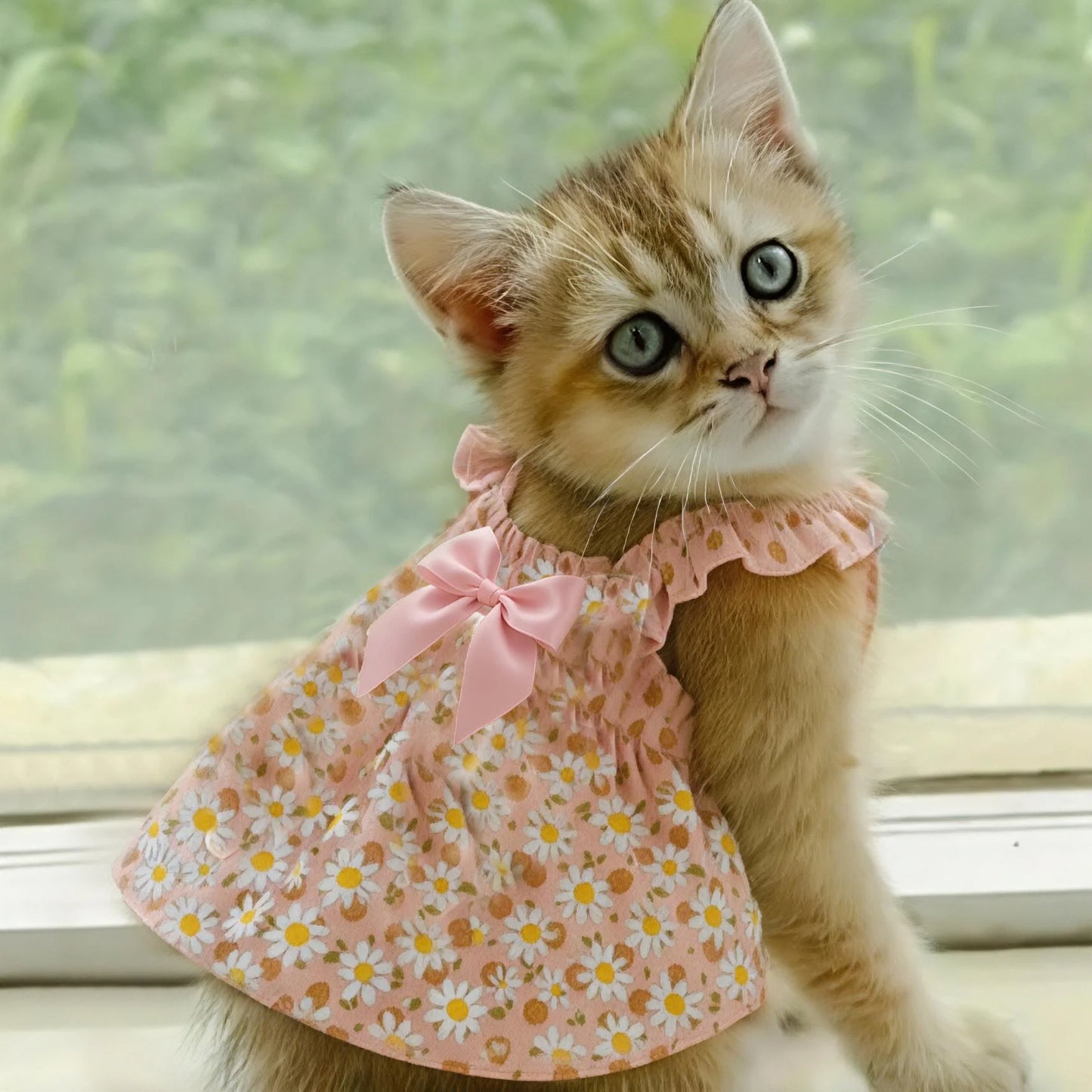 1PC Floral Pet Dress – Romantic Pink Summer Skirt for Small Dogs & Cats, Cute Chihuahua Pet Clothing Outfit.