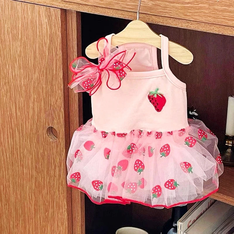Princess Dog Dress – Cute Mesh Summer Pet Skirt with Bow & Lace for Puppies and Kittens,