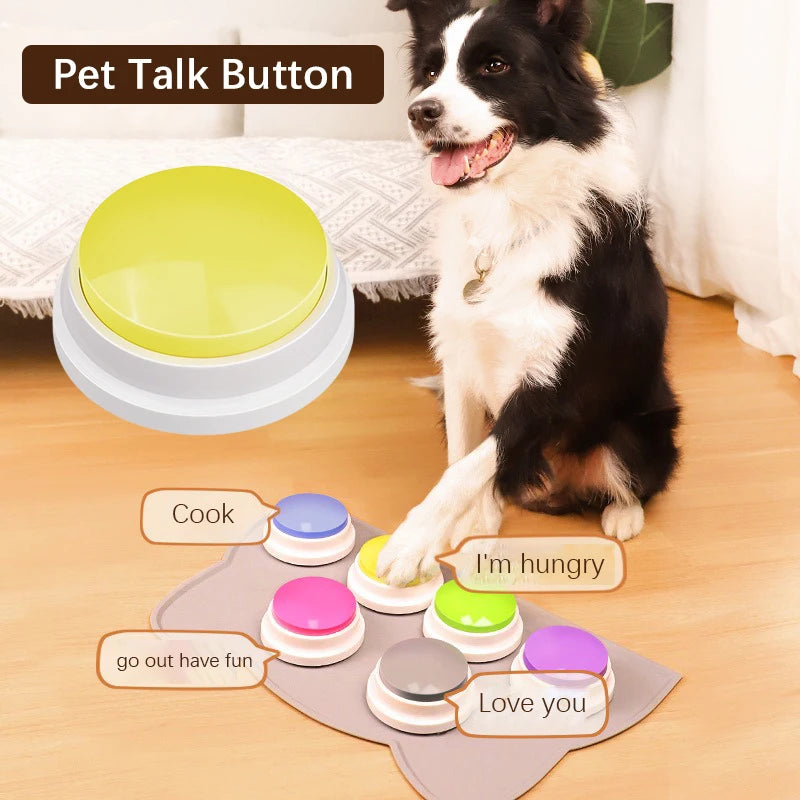 Pet Communication Button – Voice Recording Training Toy for Cats & Dogs, Easy-Press Push Button with Clear Sound Quality.