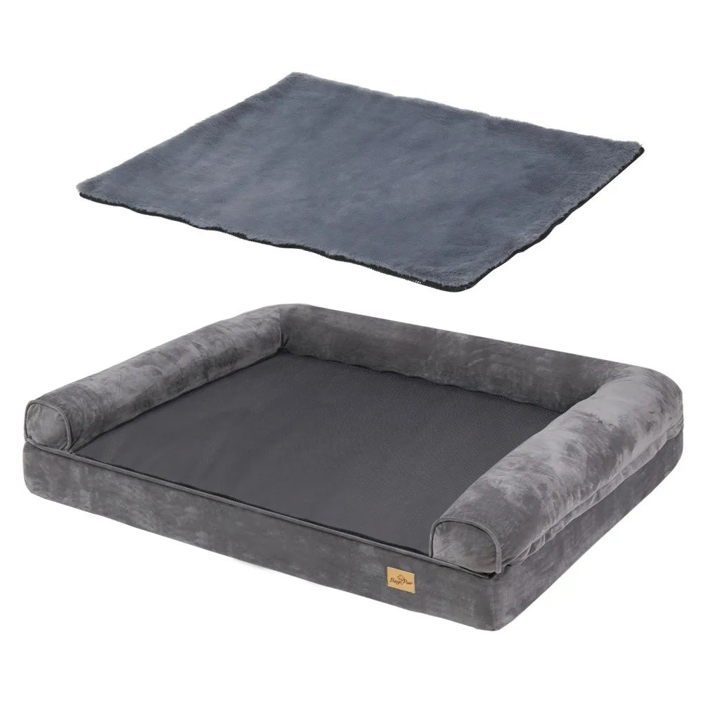 XL–XXL Orthopedic Memory Foam Dog Bed – Calming Plush Sofa with Waterproof Removable Cover for Small, Medium & Large Dogs.