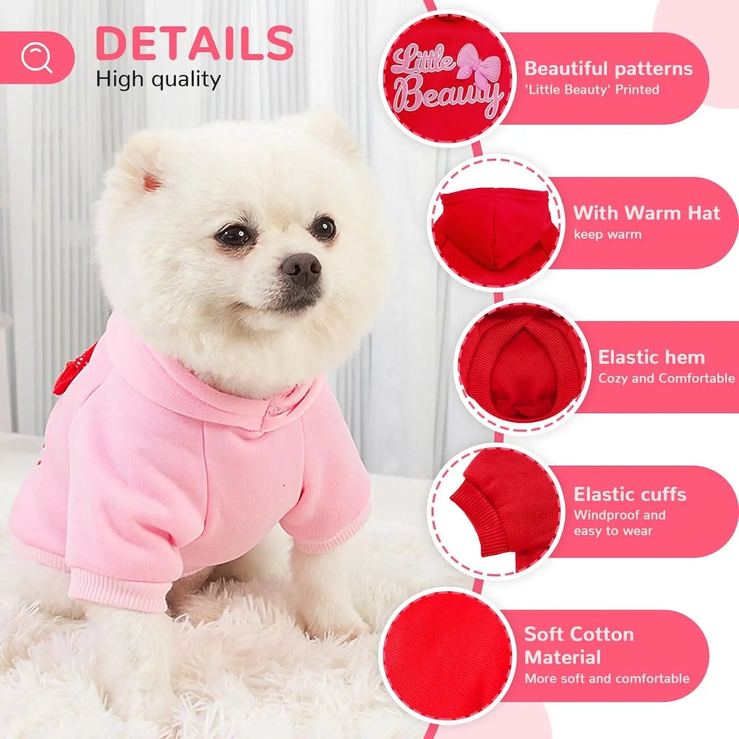 Autumn & Winter Dog Hoodie – Fleece-Lined Sweater for Small Dogs and Cats, Warm Puppy Sweatshirt for Chihuahuas, Yorkies & Girl Dogs.