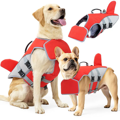Shark Fin Dog Life Jacket – Adjustable Pet Swimming Safety Vest for Dogs, Buoyancy Aid for Pool, Surfing & Water Activities.