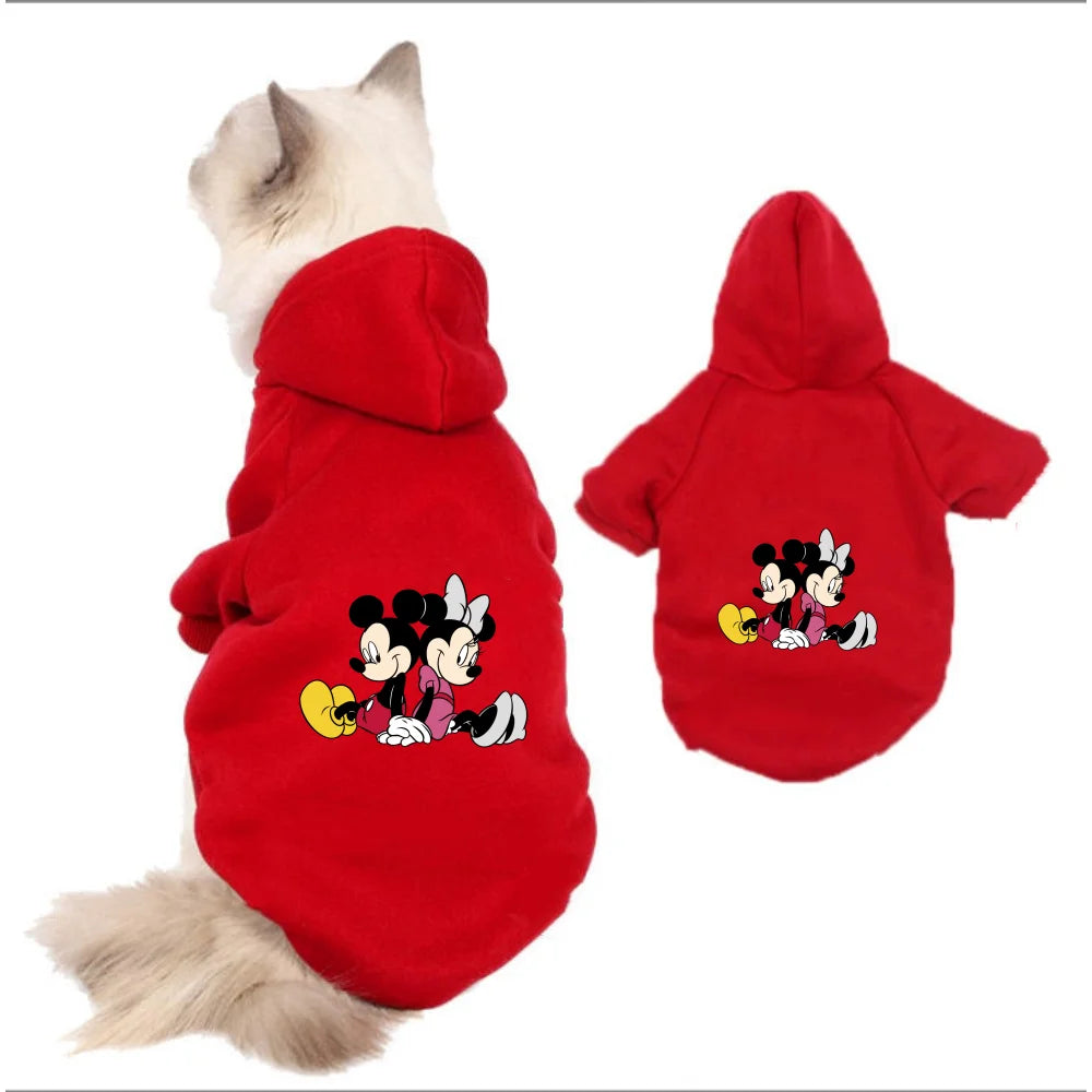 1PC Mickey & Minnie Print Pet Hoodie – Warm Thick Autumn & Winter Hooded Sweatshirt for Dogs & Cats