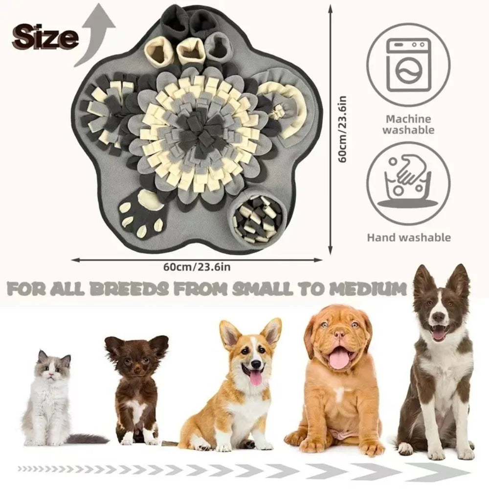 Pet Sniffing Mat – Interactive Dog Puzzle & Foraging Feeding Mat, Washable Foldable Training Toy for Dogs and Pets.