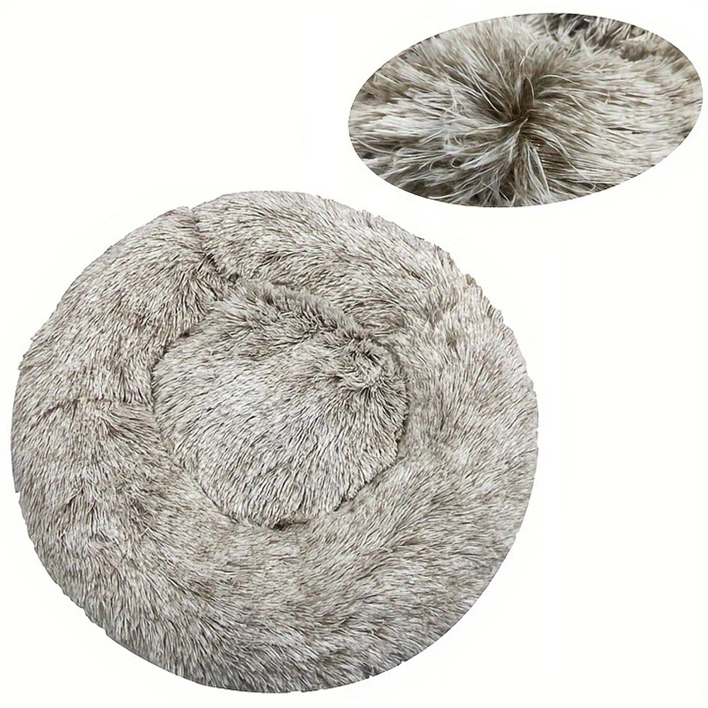 Round Plush Dog Bed – Winter Warm Washable Basket-Style Pet Bed for Small, Medium & Large Dogs & Cats, Soft Sofa-Style Sleeping Cushion.