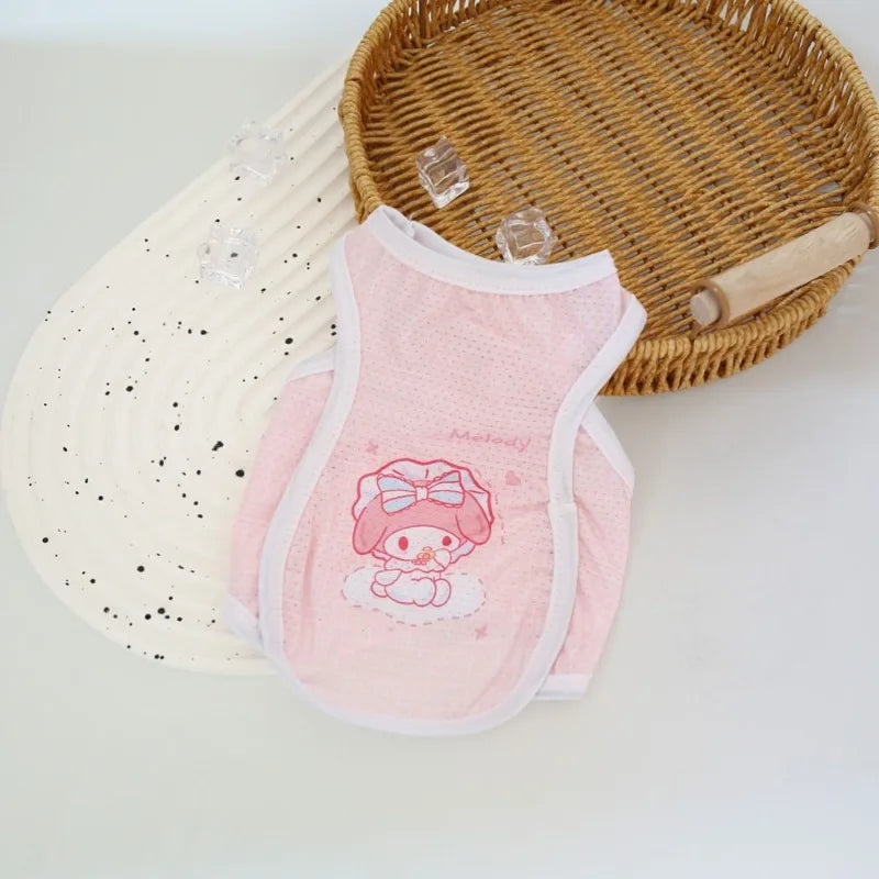 Sanrio Pet Cooling Shirt – Ice Silk Breathable Summer Vest for Small Dogs & Cats, Lightweight Anti-Shedding Cute Pet Clothing.