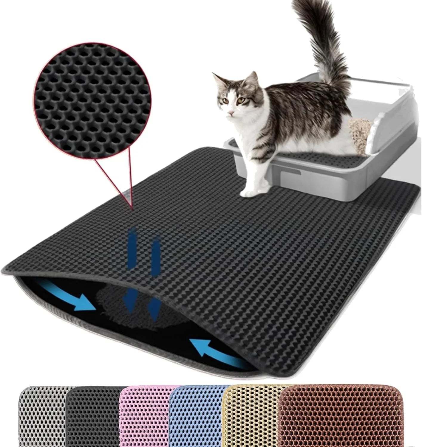 Double Layer Cat Litter Mat – Waterproof Non-Slip Litter Trapping Mat for Cats, Durable Wear-Resistant Pet Litter Box Floor Mat