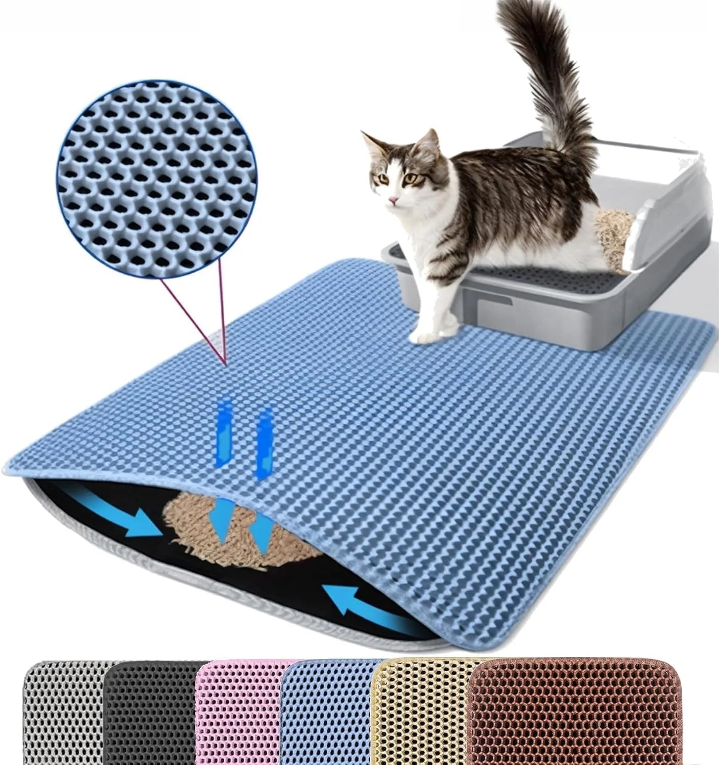 Double Layer Cat Litter Mat – Waterproof Non-Slip Litter Trapping Mat for Cats, Durable Wear-Resistant Pet Litter Box Floor Mat
