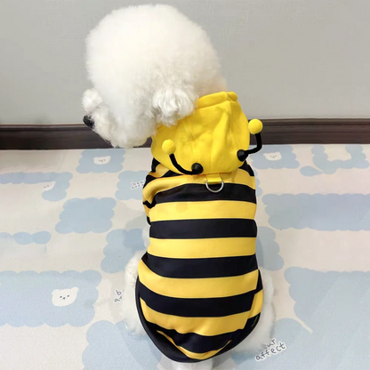 Bee Pet Costume Hoodie – Cute Halloween Cosplay Outfit for Dogs & Cats, Warm Winter Jacket for Small & Medium Pets.