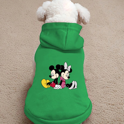 1PC Mickey & Minnie Print Pet Hoodie – Warm Thick Autumn & Winter Hooded Sweatshirt for Dogs & Cats