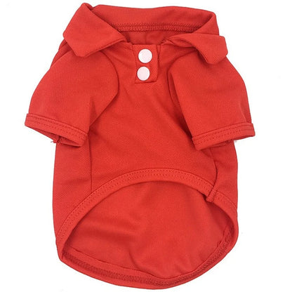 Luxury Pet Polo Shirt – Soft Summer Dog Clothing for Small Dogs, Cute Solid Color Pet Outfit.