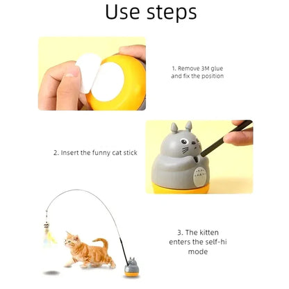 Interactive Cat Feather Wand Toy – Flexible Steel Wire Teaser for Kittens & Indoor Cats