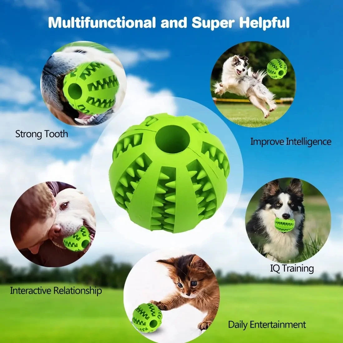 Interactive Dog Chew Toy – Soft Elastic Ball for Dogs, Durable Rubber Ball for Teeth Cleaning and Fun Play