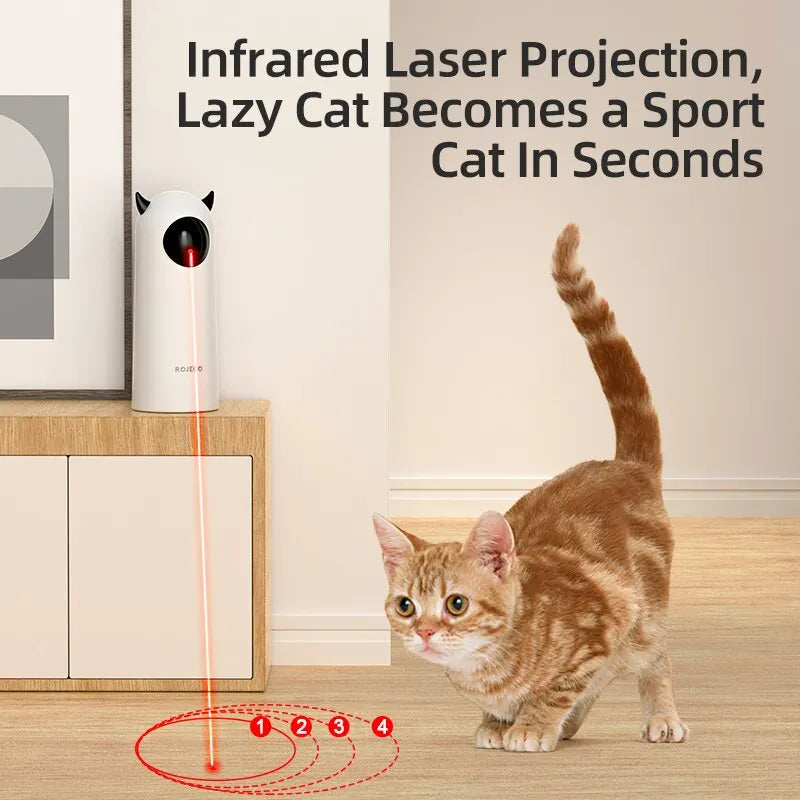ROJECO Automatic Cat Laser Toy – Interactive Smart LED Teasing Toy for Indoor Cats, Handheld Electronic Pet Play Accessory.