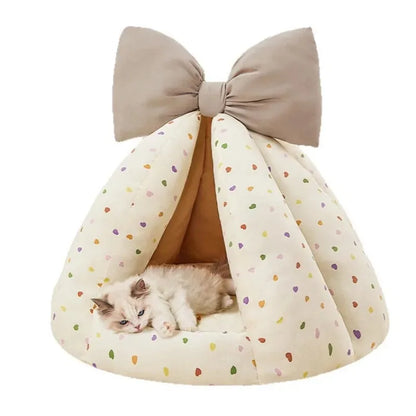 Small Dog Enclosed Bed Warm Cozy All Season House Soft Pet Bed for Dogs.