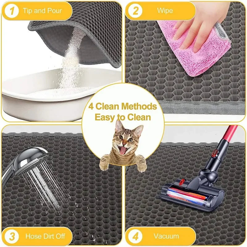 Large Double-Layer Cat Litter Mat – Non-Slip, Waterproof & Wear-Resistant Litter Trapping Mat.