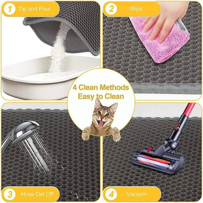 Large Double-Layer Cat Litter Mat – Non-Slip, Waterproof & Wear-Resistant Litter Trapping Mat.