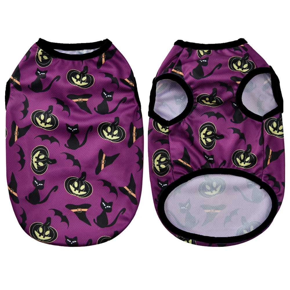 Halloween Pumpkin Print Pet Vest – Autumn Costume Shirt for Small & Medium Dogs, Chihuahuas, Pugs & French Bulldogs