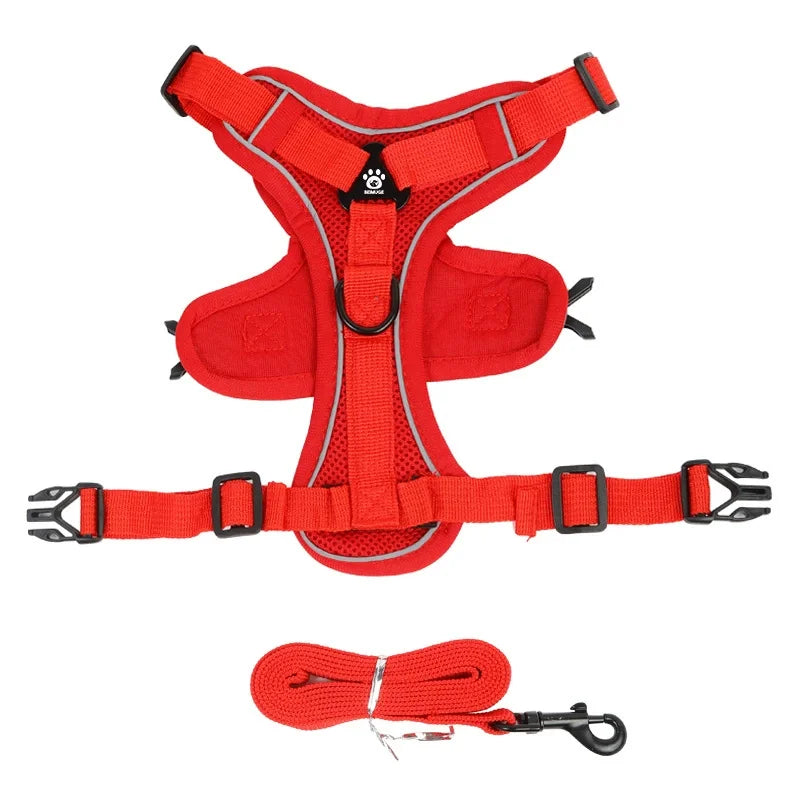 No-Pull Dog Harness & Leash Set – Adjustable Reflective Pet Vest Harness for Small Dogs & Cats, Comfortable Walking Chest Strap Lead.